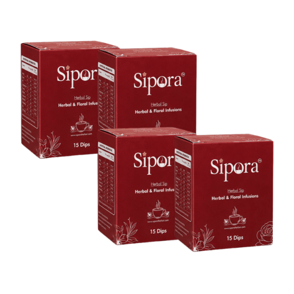 Sipora Herbal Sip | Herbal Tea | Floral Infusion | Natural Alternative to Tea & Coffee | Naturally Caffeine Free | Premium Botanical Brew | MONTHLY SUBSCRIPTION OF 4 PACKS = 60 Dips
